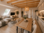 Provisionsfrei- 3-Zi-Neubauwhg., mit Balkon, Erstbezug 2027, Stellplatz dabei, KfW-Förderdarl. mögl. - Wohnzimmer DG Einrichtungsbsp.